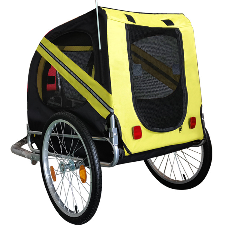 Outdoor Safe Carriers Strollers Large Pet Bike Trailer Foldable Cat Dog Handcart Tricycle Dual-use Outdoor Camping Luggage - Yellow