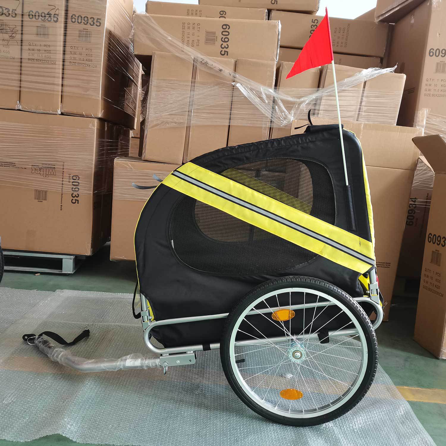 Outdoor Safe Carriers Strollers Large Pet Bike Trailer Foldable Cat Dog Handcart Tricycle Dual-use Outdoor Camping Luggage - Yellow
