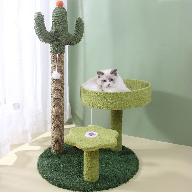 Pastoral Cat Tree Small Cat Tower Cats Climbing Tree Cat Condo Cats Nest Scratch Posts kitten Essentials Cat Climber - Cactus