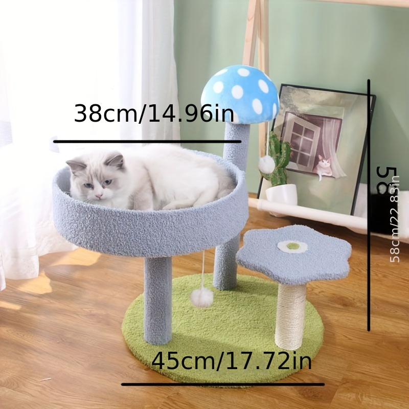 Pastoral Cat Tree Small Cat Tower Cats Climbing Tree Cat Condo Cats Nest Scratch Posts kitten Essentials Cat Climber - Mushroom Blue