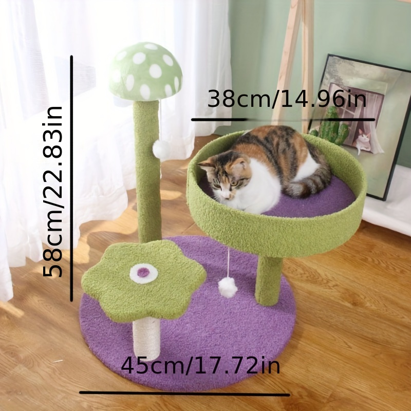 Pastoral Cat Tree Small Cat Tower Cats Climbing Tree Cat Condo Cats Nest Scratch Posts kitten Essentials Cat Climber - Mushroom Green