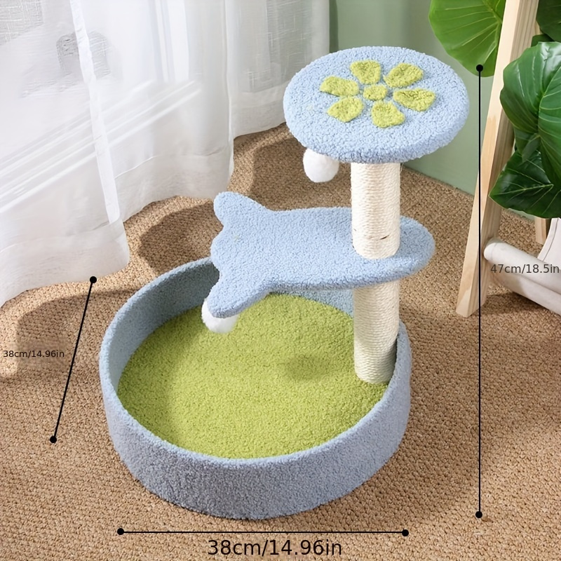 Pastoral Cat Tree Small Cat Tower Cats Climbing Tree Cat Condo Cats Nest Scratch Posts kitten Essentials Cat Climber - Petal World Blue