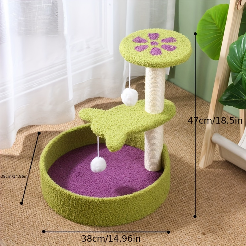 Pastoral Cat Tree Small Cat Tower Cats Climbing Tree Cat Condo Cats Nest Scratch Posts kitten Essentials Cat Climber - Petal World Green