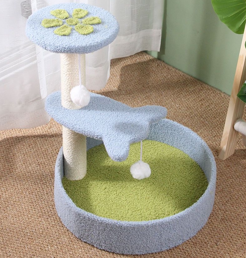Pastoral Cat Tree Small Cat Tower Cats Climbing Tree Cat Condo Cats Nest Scratch Posts kitten Essentials Cat Climber - Petal World Green