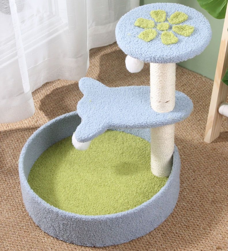 Pastoral Cat Tree Small Cat Tower Cats Climbing Tree Cat Condo Cats Nest Scratch Posts kitten Essentials Cat Climber - Petal World Green