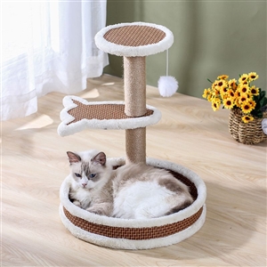 Pastoral Cat Tree Small Cat Tower Cats Climbing Tree Cat Condo Cats Nest Scratch Posts kitten Essentials Cat Climber - Straw Mat Coffee