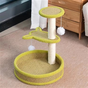 Pastoral Cat Tree Small Cat Tower Cats Climbing Tree Cat Condo Cats Nest Scratch Posts kitten Essentials Cat Climber - Straw Mat Green