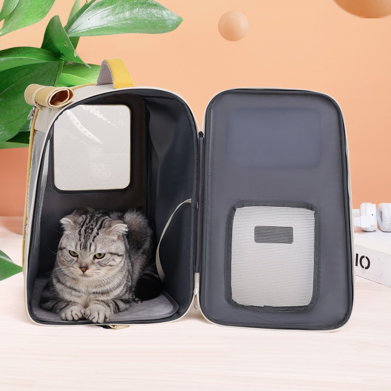 Portable Pet Backpack With Wheels Durable Polyester Carrier For Medium Cats Dogs Bags Ideal For Travel Outdoor Use - Blue