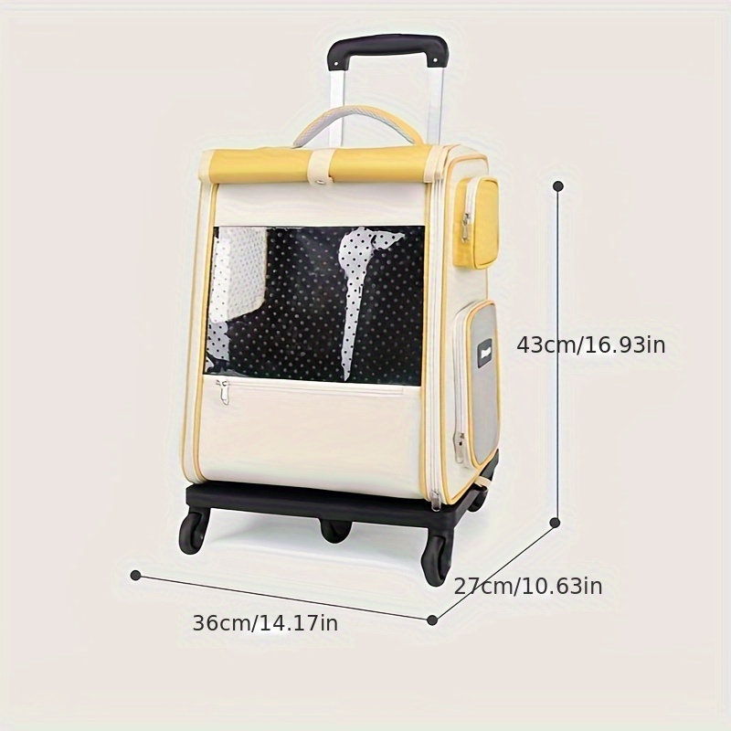 Portable Pet Backpack With Wheels Durable Polyester Carrier For Medium Cats Dogs Bags Ideal For Travel Outdoor Use - Blue