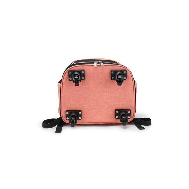 Portable Pet Backpack With Wheels Durable Polyester Zipper Closure For Cats Dogs Bags Ideal For Travel Outdoor Use - Grey