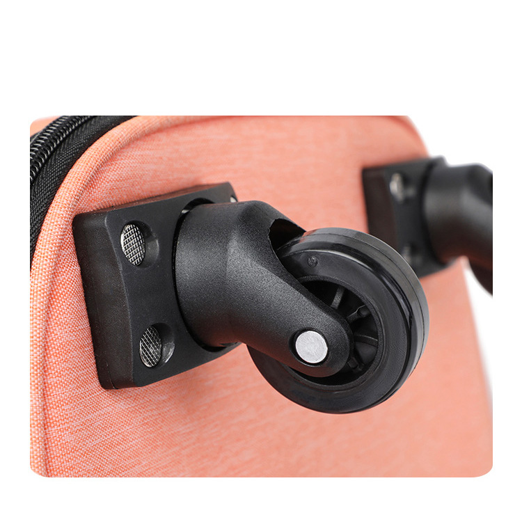 Portable Pet Backpack With Wheels Durable Polyester Zipper Closure For Cats Dogs Bags Ideal For Travel Outdoor Use - Grey