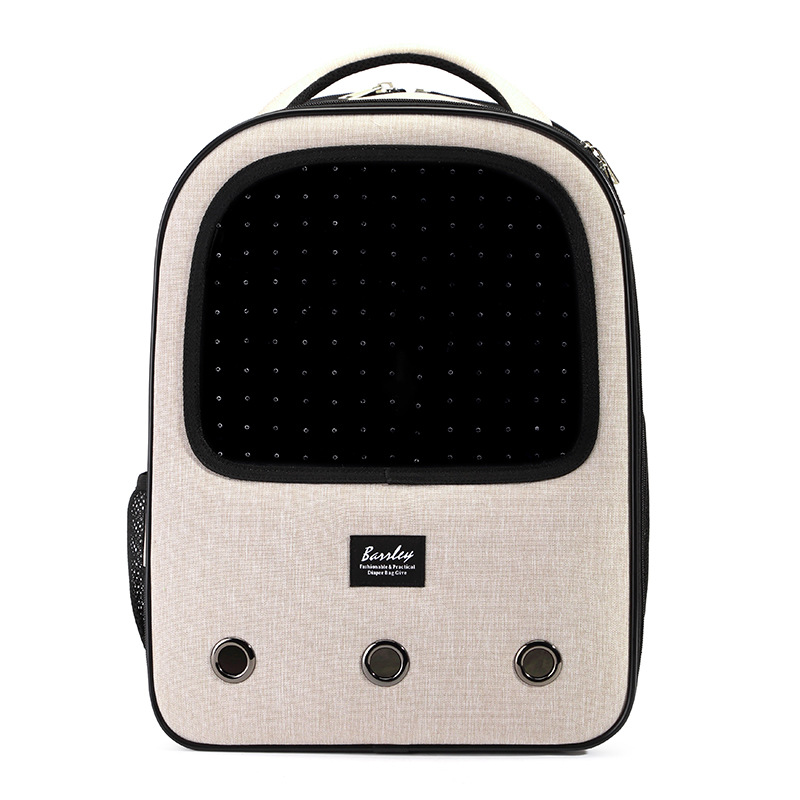 Portable Pet Backpack With Wheels Strollers Polyester Zipper Closure For Cats Dogs Bags Ideal For Travel Outdoor Shoulders - Gray