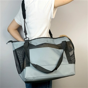 Portable Pet Messenger Bag Four Seasons Strollers Oxford Zipper Closure For Cats Dogs Ideal For Travel Outdoor Shoulders - Grey