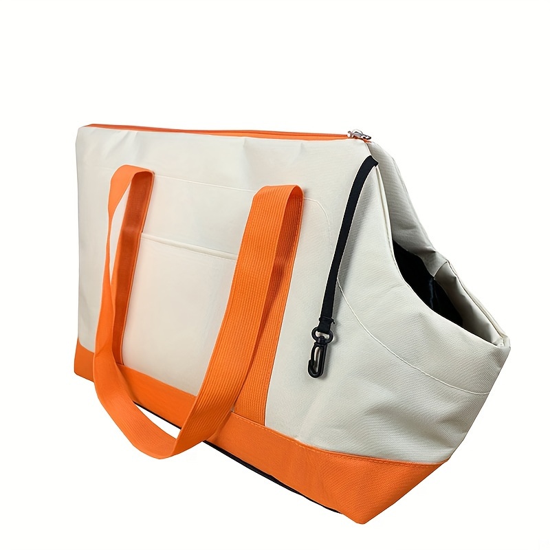 Portable Pet Messenger Bag Four Seasons Strollers Oxford Zipper Closure For Cats Dogs Ideal For Travel Outdoor Shoulders - White