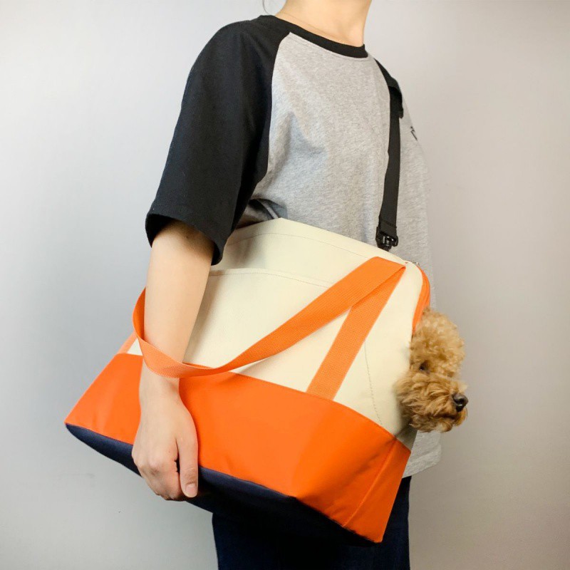 Portable Pet Messenger Bag Four Seasons Strollers Oxford Zipper Closure For Cats Dogs Ideal For Travel Outdoor Shoulders - Gray