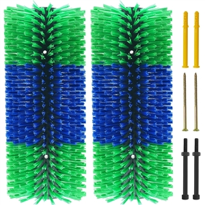 Premium Nylon Livestock Scratching Brushes Anti-Itch Massage Grooming Tool For Cows Sheep Horses - Green 2 Pack