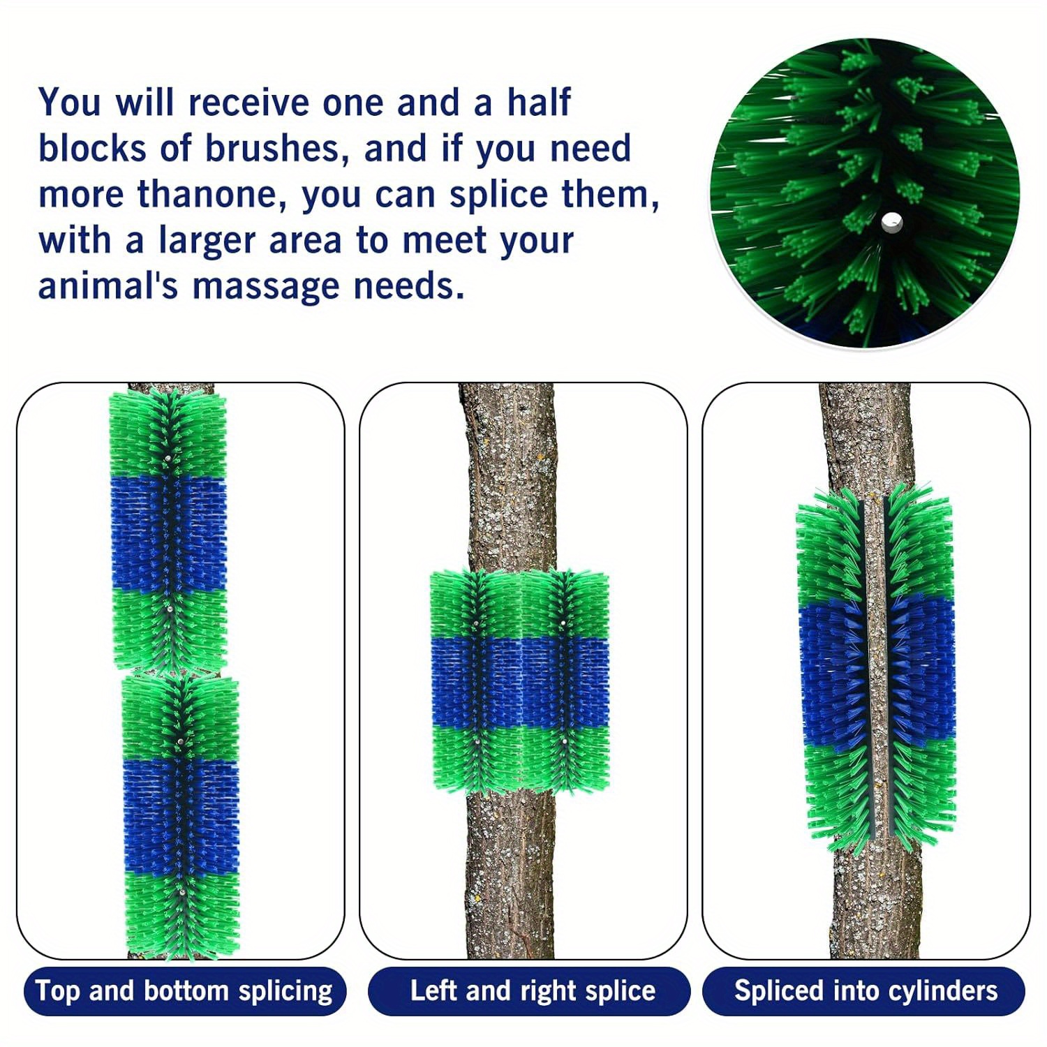 Premium Nylon Livestock Scratching Brushes Anti-Itch Massage Grooming Tool For Cows Sheep Horses - Green 2 Pack