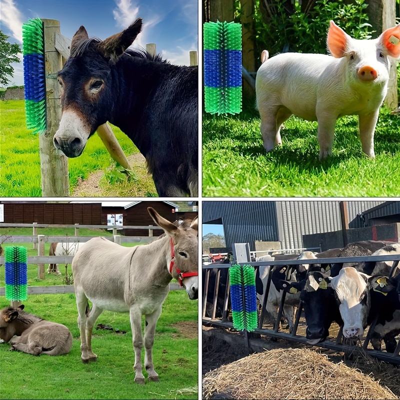 Premium Nylon Livestock Scratching Brushes Anti-Itch Massage Grooming Tool For Cows Sheep Horses - Green 2 Pack