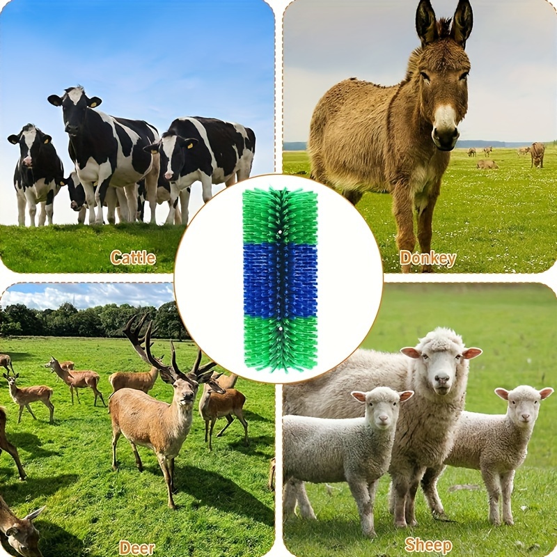 Premium Nylon Livestock Scratching Brushes Anti-Itch Massage Grooming Tool For Cows Sheep Horses - Green 2 Pack