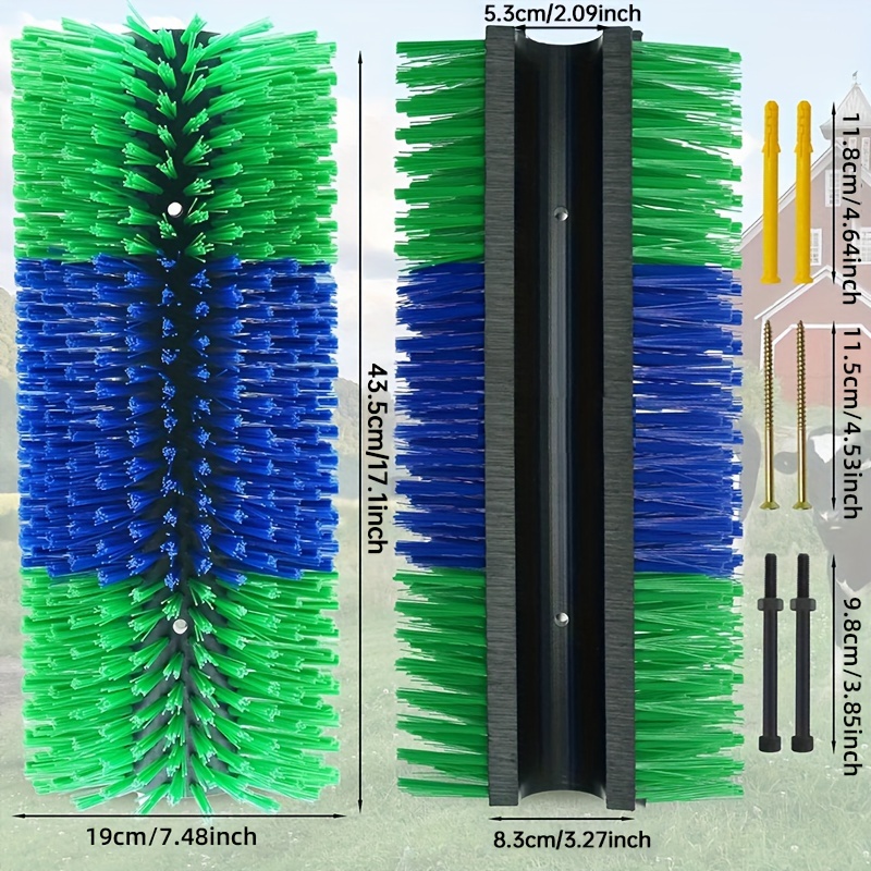 Premium Nylon Livestock Scratching Brushes Anti-Itch Massage Grooming Tool For Cows Sheep Horses - Green 2 Pack