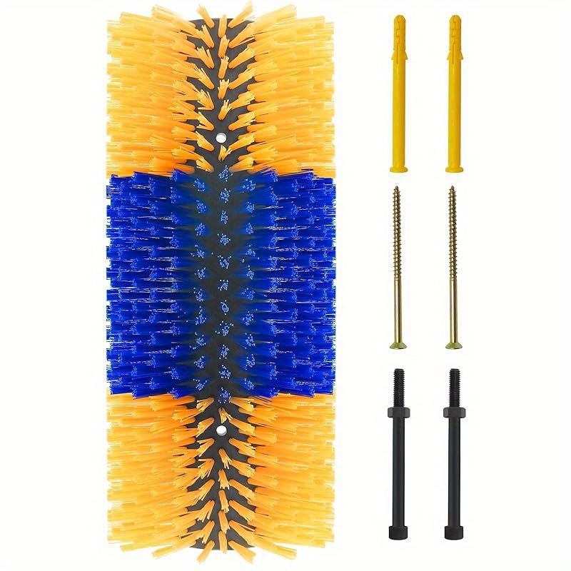 Premium Nylon Livestock Scratching Brushes Anti-Itch Massage Grooming Tool For Cows Sheep Horses - Yellow 1 Pack