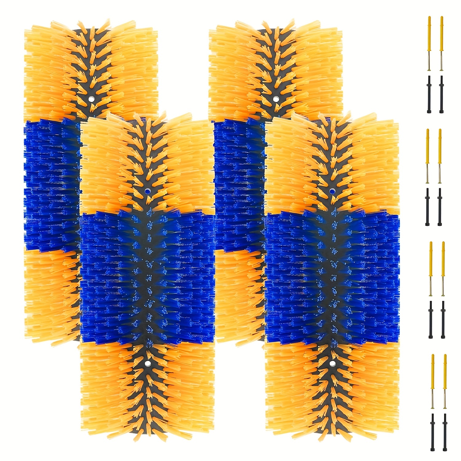 Premium Nylon Livestock Scratching Brushes Anti-Itch Massage Grooming Tool For Cows Sheep Horses - Yellow 4 Pack