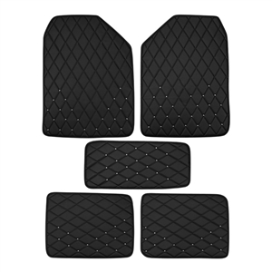 Quality Leather Automobile Car Floor Mats Four Seasons General Waterproof Antiskid Mats Carpet 5pcs - Black