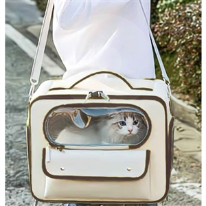 Shoulder Pet Backpack Handbag Durable Polyester Zipper Closure For Cats Dogs Bags Ideal For Travel Outdoor Use - Brown