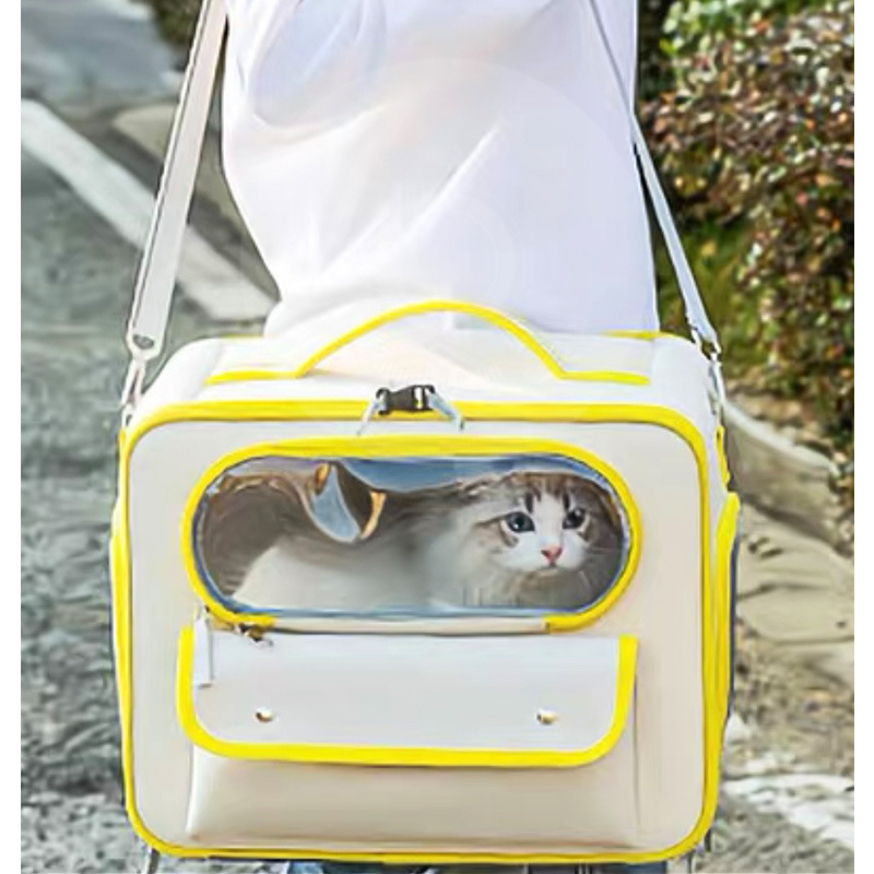 Shoulder Pet Backpack Handbag Durable Polyester Zipper Closure For Cats Dogs Bags Ideal For Travel Outdoor Use - Yellow