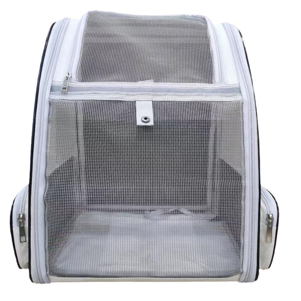 Shoulders Pet Backpack Ventilate Durable Polyester Zipper Closure For Cats Dogs Bags Ideal For Travel Outdoor Use - Beige