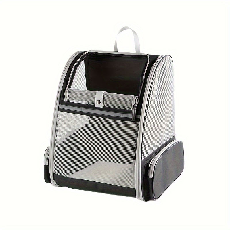 Shoulders Pet Backpack Ventilate Durable Polyester Zipper Closure For Cats Dogs Bags Ideal For Travel Outdoor Use - Black