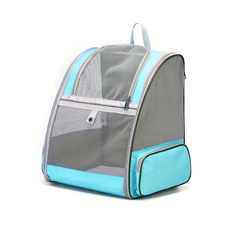 Shoulders Pet Backpack Ventilate Durable Polyester Zipper Closure For Cats Dogs Bags Ideal For Travel Outdoor Use - Blue