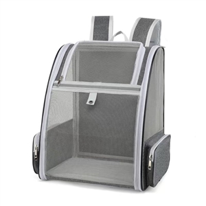 Shoulders Pet Backpack Ventilate Durable Polyester Zipper Closure For Cats Dogs Bags Ideal For Travel Outdoor Use - Grey