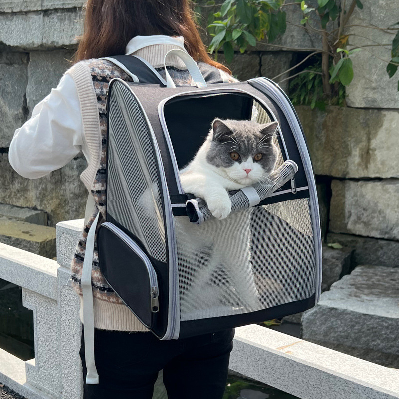 Shoulders Pet Backpack Ventilate Durable Polyester Zipper Closure For Cats Dogs Bags Ideal For Travel Outdoor Use - Pink