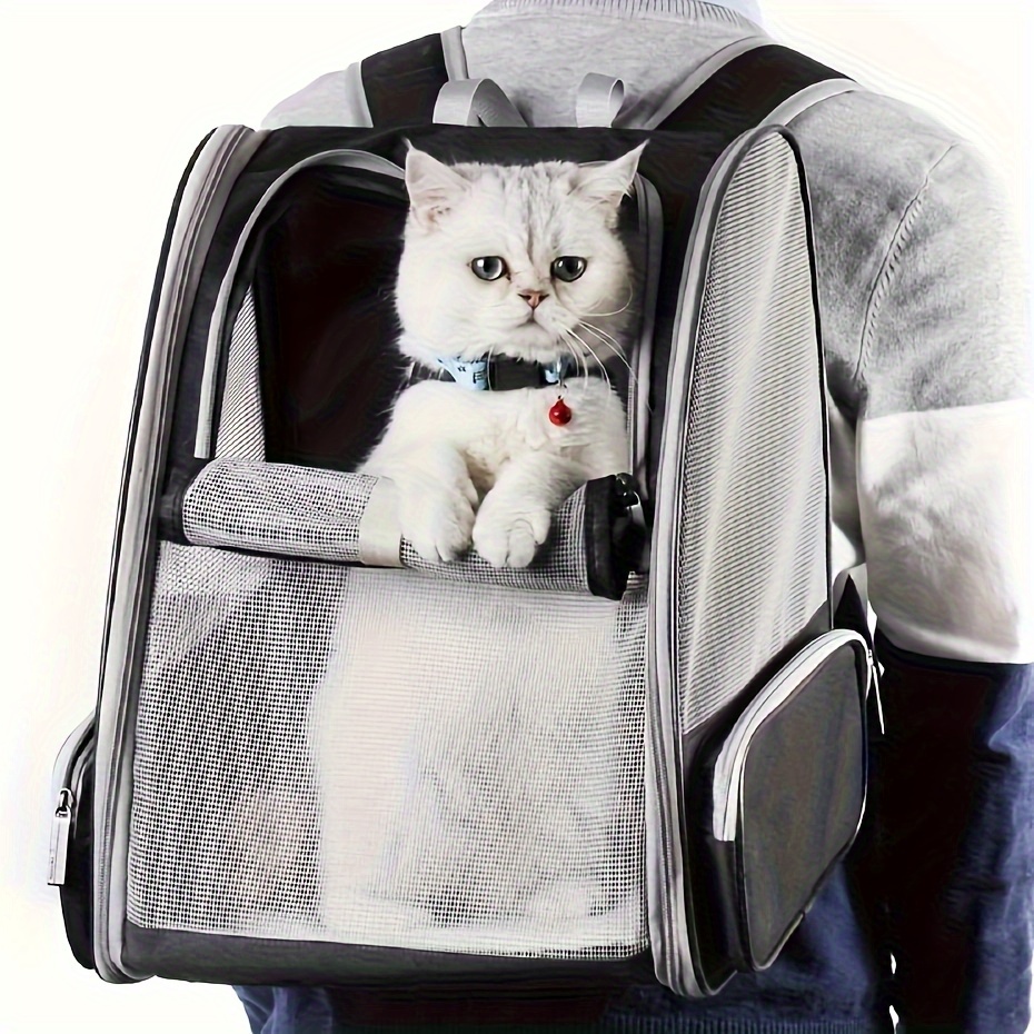 Shoulders Pet Backpack Ventilate Durable Polyester Zipper Closure For Cats Dogs Bags Ideal For Travel Outdoor Use - Pink
