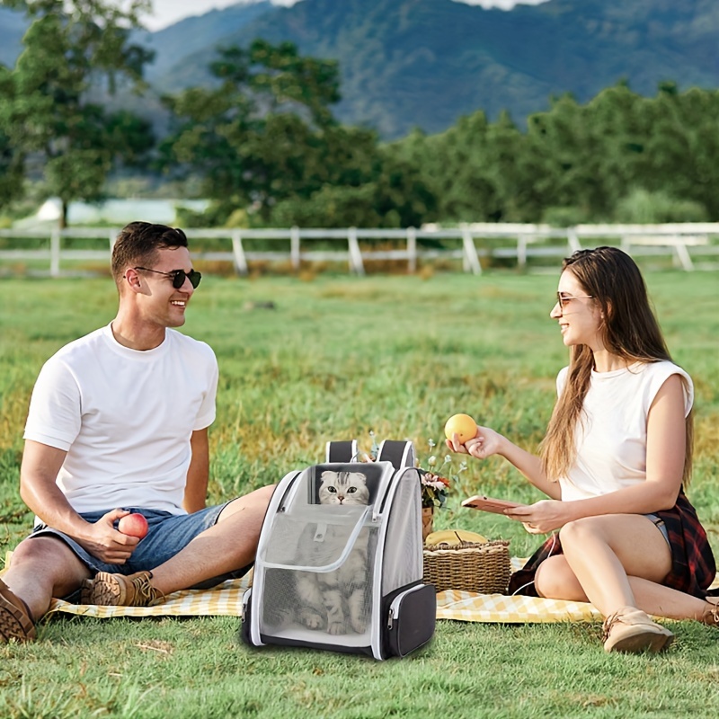 Shoulders Pet Backpack Ventilate Durable Polyester Zipper Closure For Cats Dogs Bags Ideal For Travel Outdoor Use - Pink