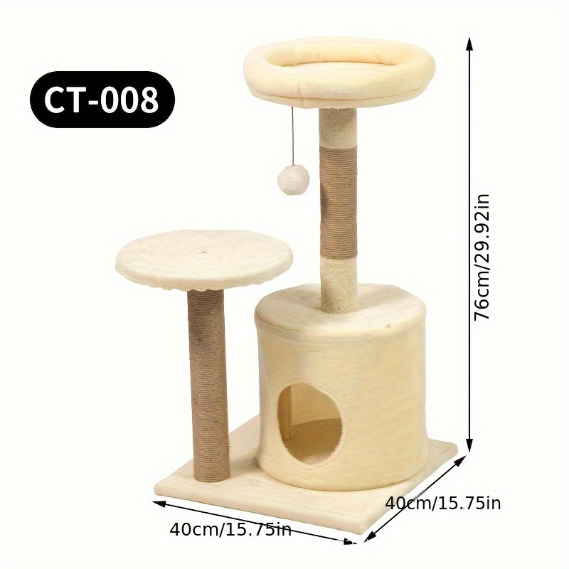 Small Cat Tree For Indoor Cats Climbing Tree Cat Condo Scratching Post Cat Toy Cat Climbing Shelf Cat Climber - Beige