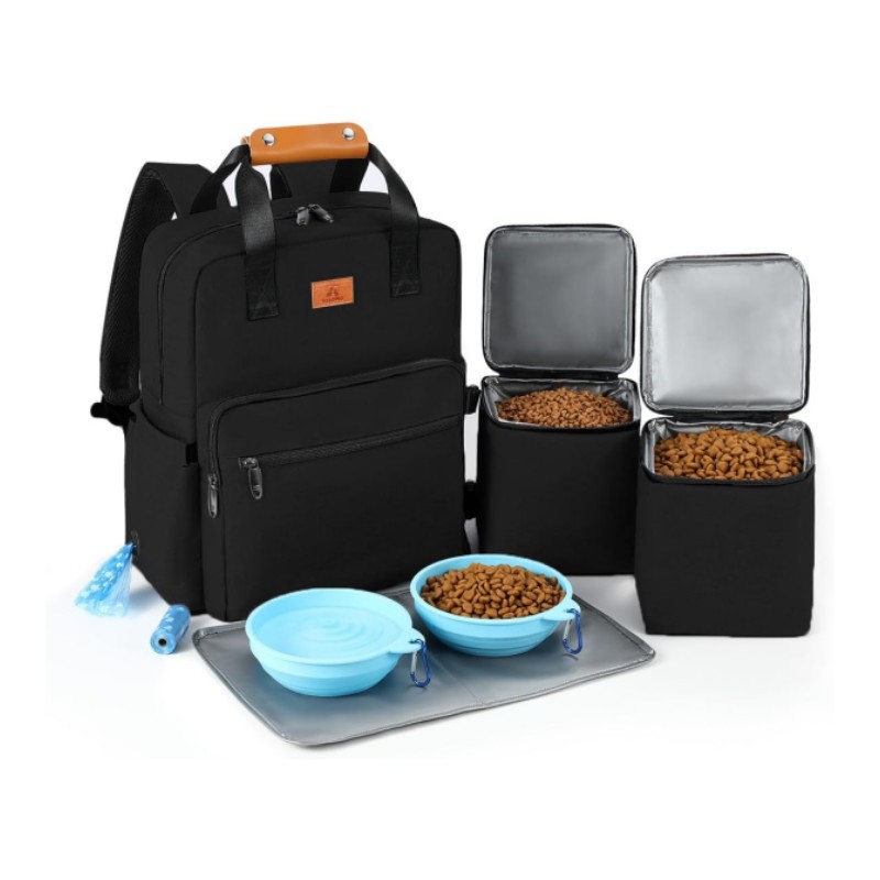 Small Dog Travel Carrier Handbag Backpack Ventilate Durable Oxford Puppy Cats Dogs Bags Cat Food Storage Bag Outdoor - Black