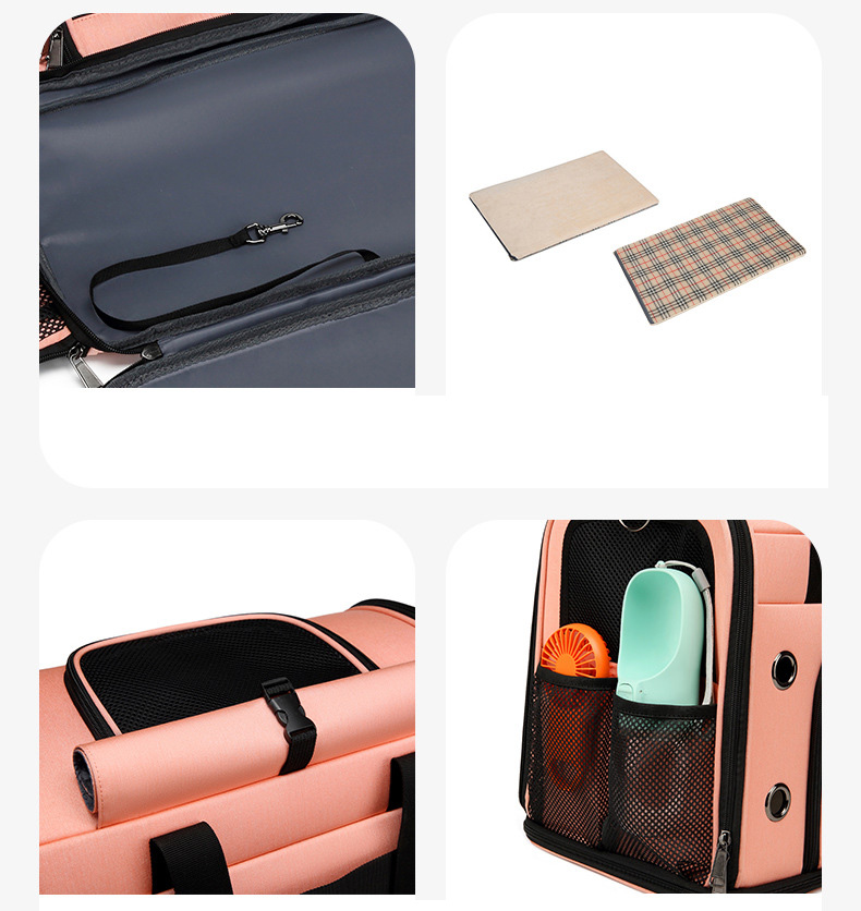 Suitcase Pet Messenger Bag With Wheels Strollers Polyester Zipper Closure For Cats Dogs Ideal For Travel Outdoor Shoulders - Gray