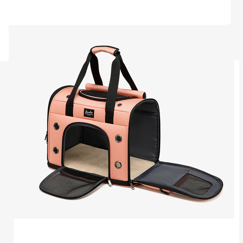 Suitcase Pet Messenger Bag With Wheels Strollers Polyester Zipper Closure For Cats Dogs Ideal For Travel Outdoor Shoulders - Gray