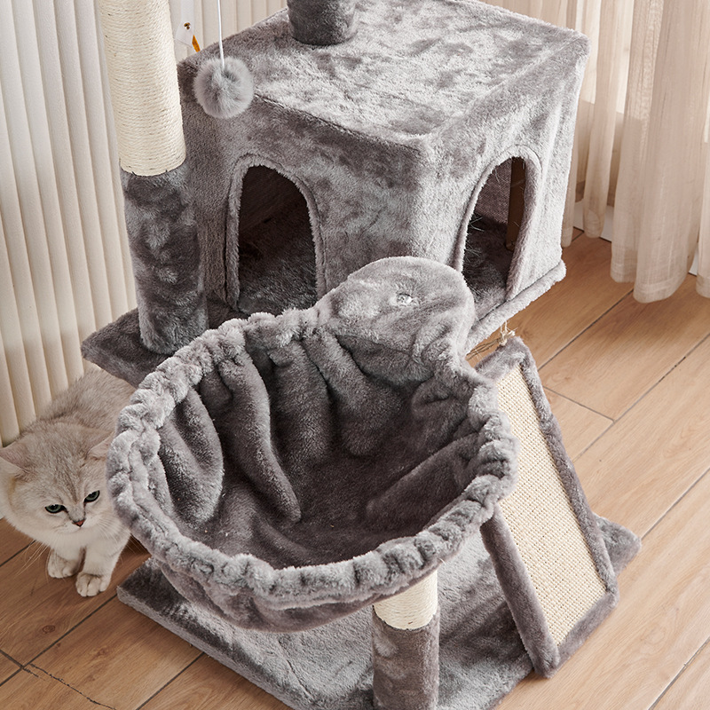 Tall Cat Tree For Large Cat For Indoor Cats Climbing Tree Cat Condo Scratcher Post Cat Toy Cat Climbing Shelf Cat Climber - Grey