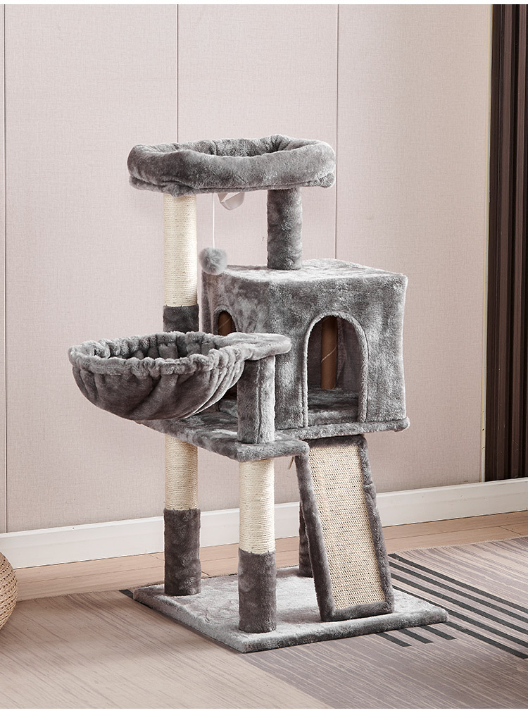 Tall Cat Tree For Large Cat For Indoor Cats Climbing Tree Cat Condo Scratcher Post Cat Toy Cat Climbing Shelf Cat Climber - Grey