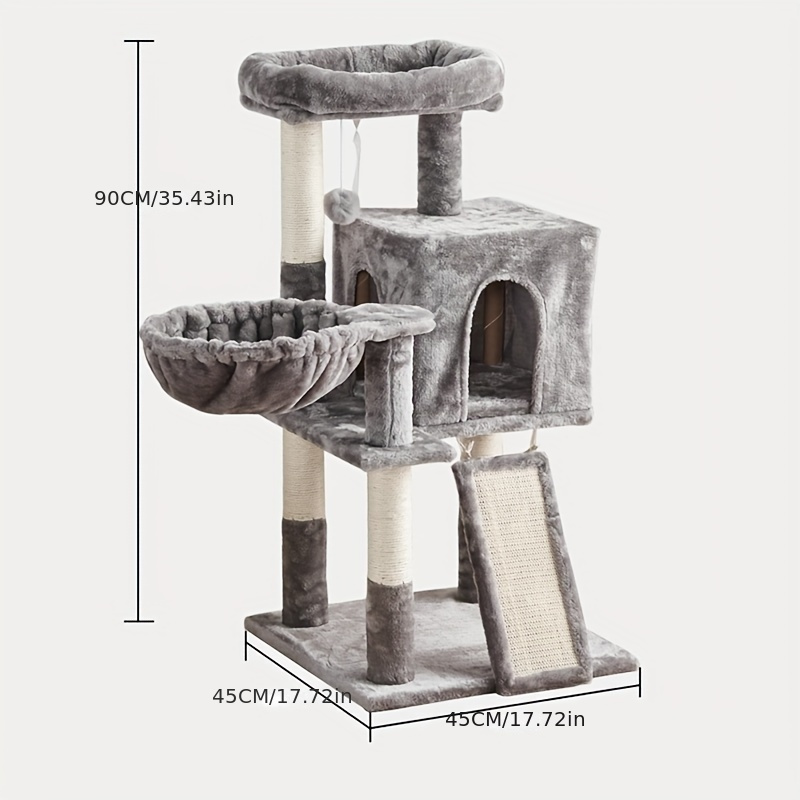Tall Cat Tree For Large Cat For Indoor Cats Climbing Tree Cat Condo Scratcher Post Cat Toy Cat Climbing Shelf Cat Climber - Grey