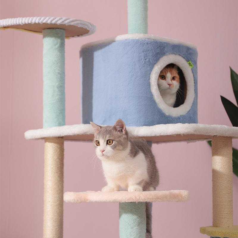 Tall Cat Tree For Large Cat For Indoor Cats Climbing Tree Cat Condo Scratching Post Cat Toy Cat Climbing Shelf Cat Climber - Grey