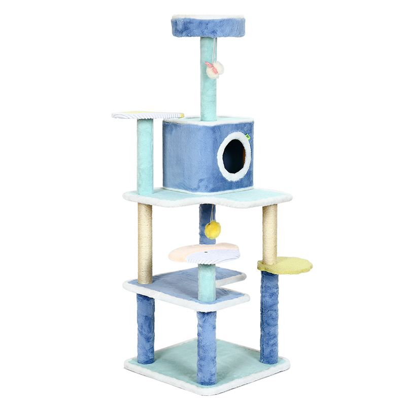 Tall Cat Tree For Large Cat For Indoor Cats Climbing Tree Cat Condo Scratching Post Cat Toy Cat Climbing Shelf Cat Climber - Grey
