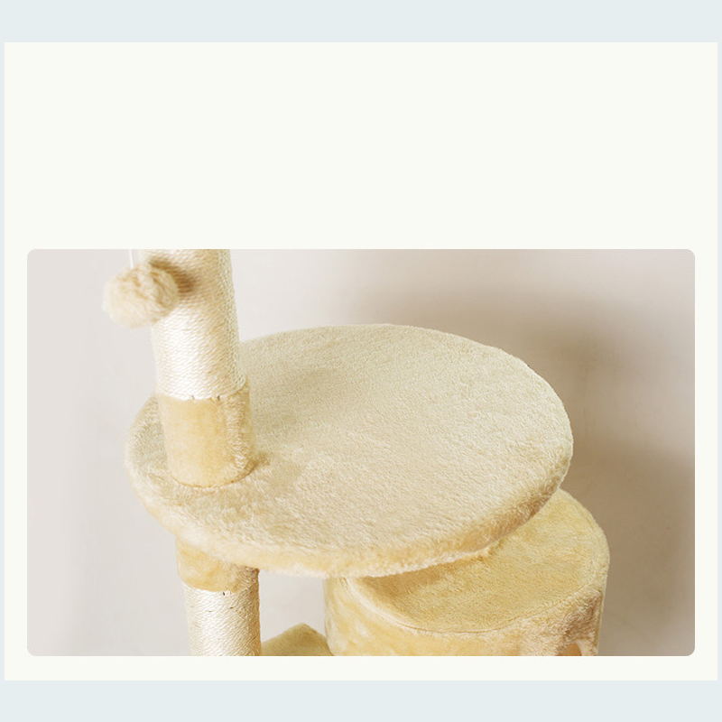 Tall Cat Tree House Towers Cat Post Climber Tree Cat Condo Scratching Post Climbing Frame Cat Post Climbing Shelf - Beige