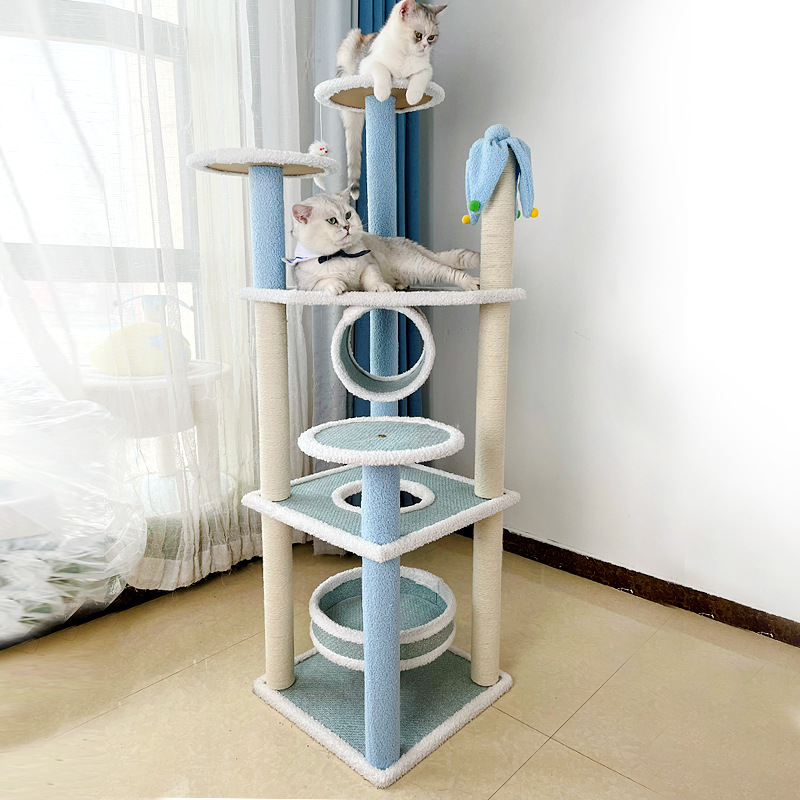 Tall Cats Sturdy House Towers Large Cat 20 lbs+ Climbing Tree Cat Mansion Cat Scratching Post With Bed Cat Climbing Shelves - Green