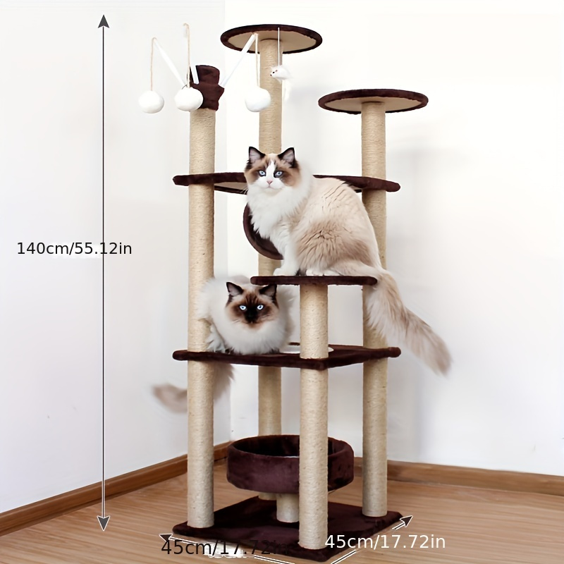Tall Cats Sturdy House Towers Large Cat Climbing Tree Cat Mansion Cat Scratching Post With Bed Cat Climbing Shelves - Pink