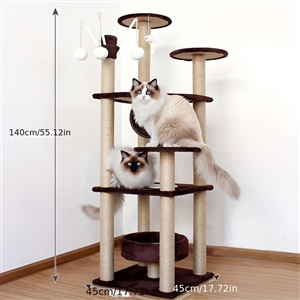 Tall Cats Sturdy House Towers Large Cat Climbing Tree Cat Mansion Cat Scratching Post With Bed Cat Climbing Shelves - Coffee