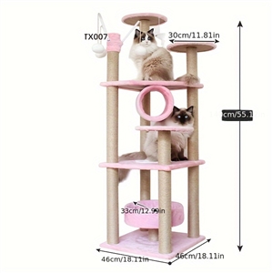 Tall Cats Sturdy House Towers Large Cat Climbing Tree Cat Mansion Cat Scratching Post With Bed Cat Climbing Shelves - Pink